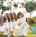 Happy children in white Royalty Free Stock Photo