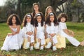 Happy children in white Royalty Free Stock Photo