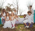 Happy children in white Royalty Free Stock Photo
