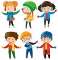 Happy children in winter clothes Royalty Free Stock Photo