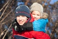 Happy children in winterwear