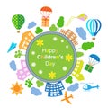 Happy Childrens day poster with round world Royalty Free Stock Photo