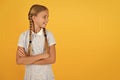 Happy childrens day. Tidy girl nice hairstyle. Positive emotions. Emotional intelligence describes ability monitor your Royalty Free Stock Photo
