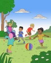 Happy childrens playing in the park Royalty Free Stock Photo