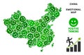 Vector Happy China Map Collage of Smileys