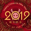 2019 happy chineese new year of pig vector illustration