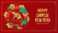 Happy Chinese New Year 2020 year of the rat paper cut style