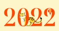 Happy chinese new year 2022- Tiger with text Royalty Free Stock Photo