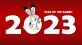 Happy Chinese new year background 2023 with cute rabbit. Rabbit Zodiac sign as symbol of 2023 Chinese New Year. Holiday template Royalty Free Stock Photo