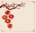 Happy Chinese New Year 2020 Background with Lanterns and cherry blossom Royalty Free Stock Photo