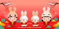 Happy Chinese new year 2023 banner template year of the rabbit zodiac with little kids and bunny greeting gong xi fa cai