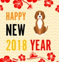 Happy Chinese new year 2018 card with Gold Dog abstract on red background Chinese word mean dog Royalty Free Stock Photo