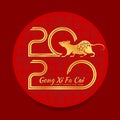 Happy chinese new year card with gold 2020 typography text number of year in red circle chinese texture background vector design Royalty Free Stock Photo