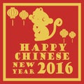 Happy Chinese new year 2016 card illustration Royalty Free Stock Photo