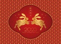 Happy Chinese New Year 2023 card with jumping rabbit. Zodiac animals. Royalty Free Stock Photo