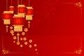 Happy Chinese new year card. Red background with traditional asian lanterns . Chinese mean Happy New Year, wealthy, Zodiac sign