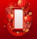 Happy Chinese New Year 2024, Chinese Ancient Scroll poster design on red background