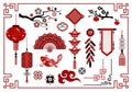 Happy Chinese new year. Chinese traditional decorative elements and ornaments. Vector illustration