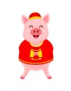 Funny cartoon pig characters wearing traditional Chinese costume.