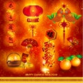 Happy Chinese New Year Decoration Set Royalty Free Stock Photo