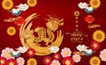 Happy Chinese new year 2024. Year of Dragon charactor with asian style. Chinese is mean Year of Dragon Happy Chinese new year