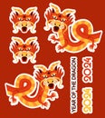 Happy chinese new year dragon stickers. Traditional Asian lunar calendar