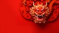 Happy chinese new year 2024 the dragon zodiac sign with asian elements in paper cut style on red color background. Royalty Free Stock Photo