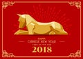 Happy chinese new year 2018 with Golden dog zodiac statue vector design Royalty Free Stock Photo