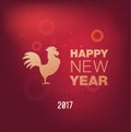 Happy Chinese new year 2017 with golden rooster, animal symbol of new year 2017