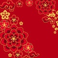 Happy Chinese New Year greeting card. Background with oriental symbols. Royalty Free Stock Photo