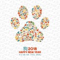 Chinese new year 2018 dog paw icon shape card Royalty Free Stock Photo