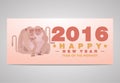 Happy Chinese New Year 2016 Greeting Card Monkey Family Royalty Free Stock Photo