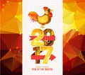 Happy Chinese New Year 2017 Greeting Card. Year of the Rooster. Royalty Free Stock Photo