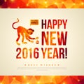 Happy Chinese New Year 2016 Greeting Card. Year of Royalty Free Stock Photo