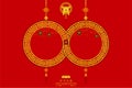 Happy chinese new year.8 infinity unlimited lucky rich signs. Xin Nian Kual Le characters for CNY festival the pig zodiac.flower