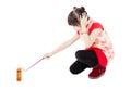 Happy chinese new year. kids playing with firecracker