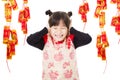 Happy chinese new year. kids playing with firecracker Royalty Free Stock Photo