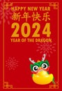 Happy Chinese new year 2024 and little dragon in year of the dragon zodiac Capricorn calendar poster design gong xi fa cai