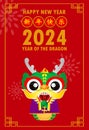 Happy Chinese new year 2024 and little dragon in year of the dragon zodiac Capricorn calendar poster design gong xi fa cai