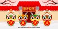 Happy Chinese new year 2024 and little dragon in year of the dragon zodiac Capricorn calendar poster design gong xi fa cai