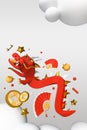 Happy Chinese New Year - modern colorful 3d poster