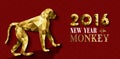 2016 happy chinese new year monkey gold low poly Royalty Free Stock Photo