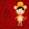 Happy Chinese New Year 2016 with monkey kids costume