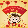 Happy Chinese New Year of Monkey and money on gold background. Vector Chinese New Year of Monkey. Royalty Free Stock Photo
