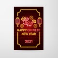 Happy Chinese New Year Neon Flyer Royalty Free Stock Photo