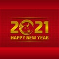 Happy chinese new year 2021 Ox Zodiac sign, with gold paper cut art and craft style on color background for greeting card, flyers Royalty Free Stock Photo