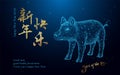 Happy chinese new year 2019. Pig form lines and triangle. Translation: Happy New Year. Royalty Free Stock Photo