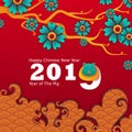 Happy Chinese New Year2019, Year of Pig greeting background