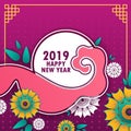 Happy Chinese New Year2019, Year of Pig greeting background