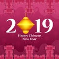 Happy Chinese New Year2019, Year of Pig greeting background